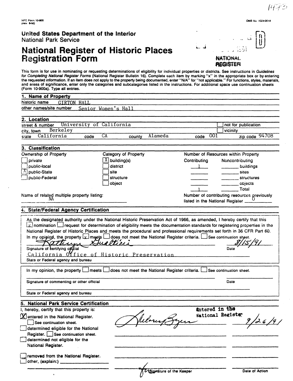 National Register of Historic Places Registration Form NATIONAL