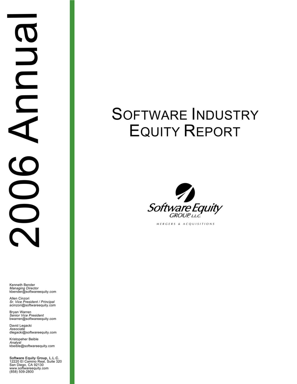 2006 Software Industry Equity Report Summary