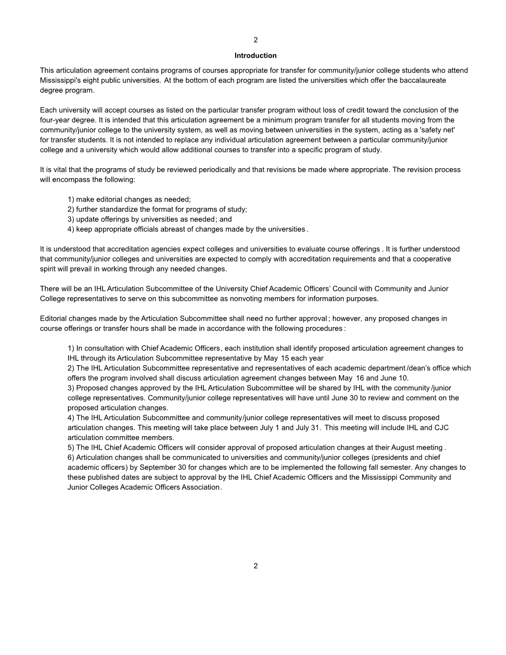 2 This Articulation Agreement Contains Programs of Courses Appropriate for Transfer for Community/Junior College Students Who At