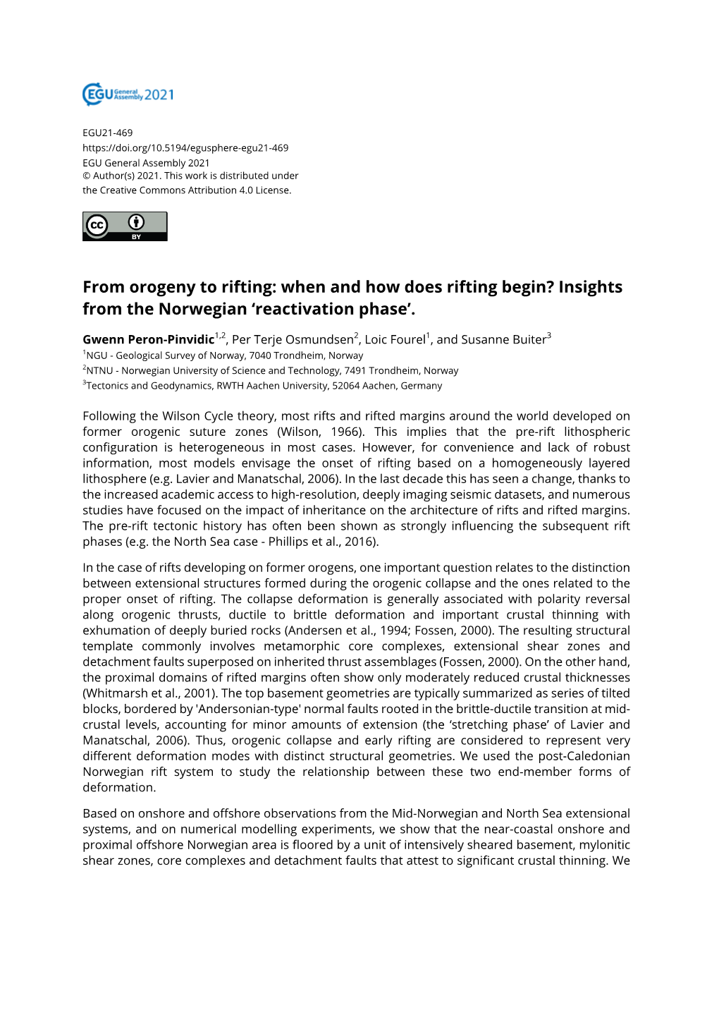 From Orogeny to Rifting: When and How Does Rifting Begin? Insights from the Norwegian ‘Reactivation Phase’