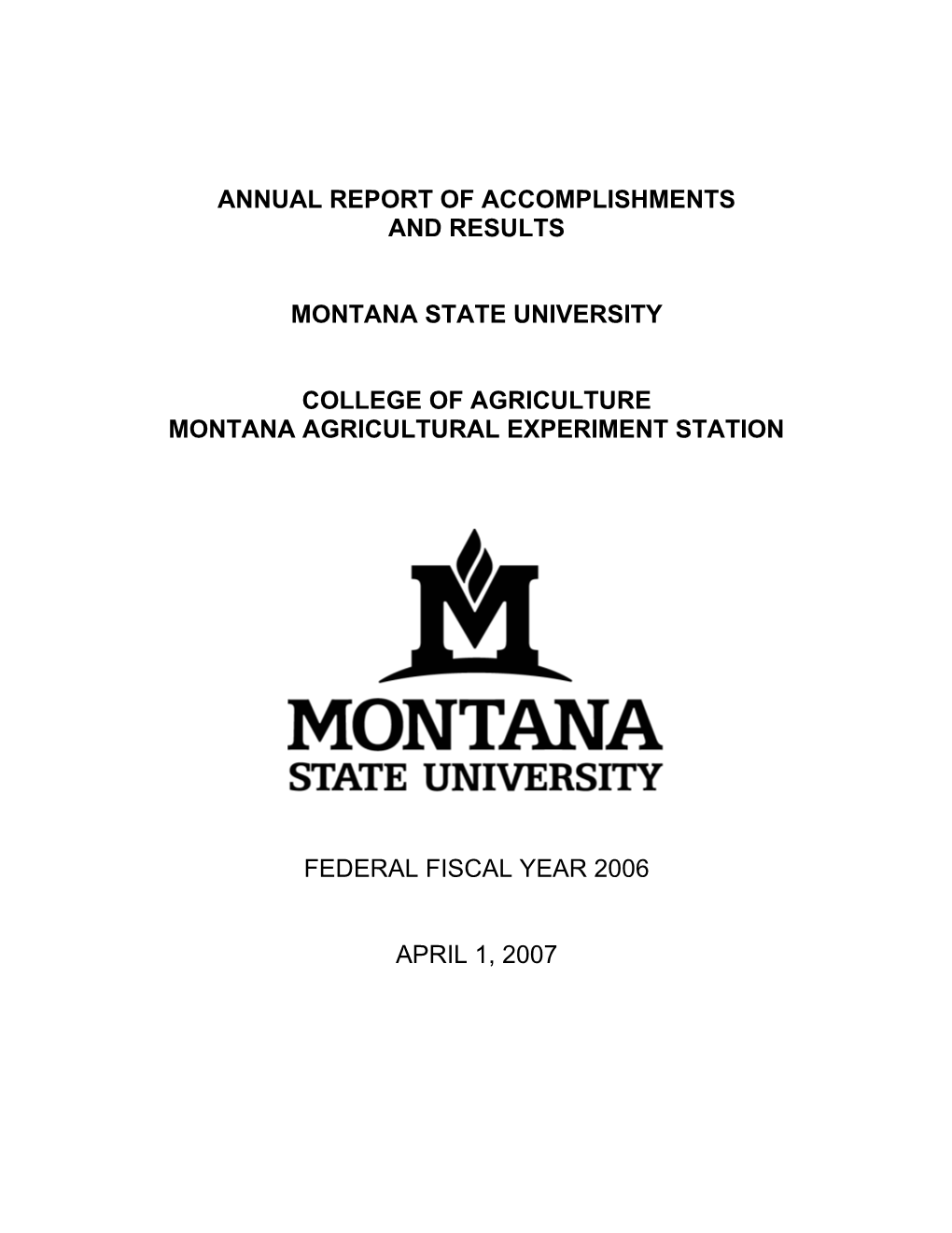 Annual Report of Accomplishments