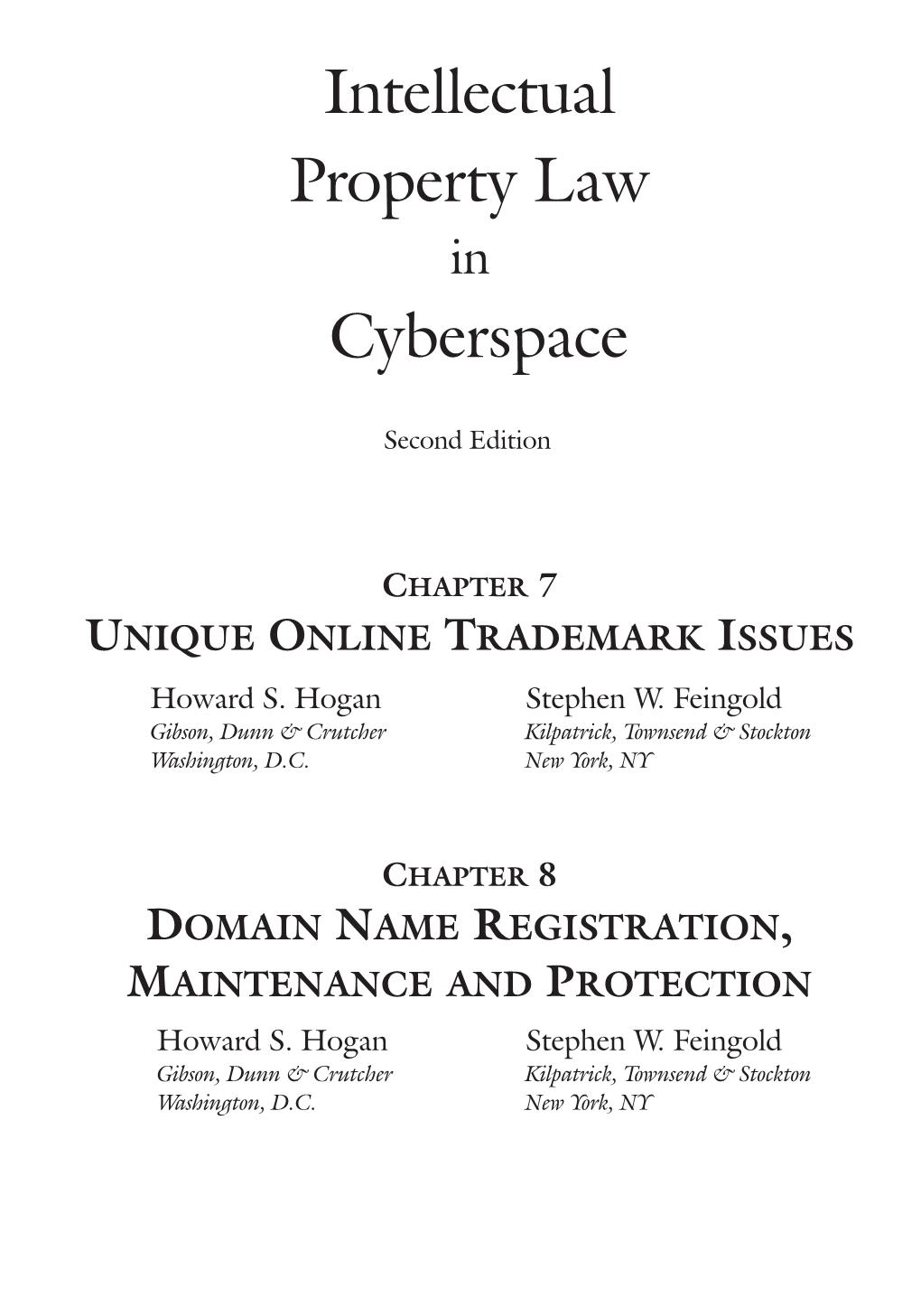 Intellectual Property Law in Cyberspace