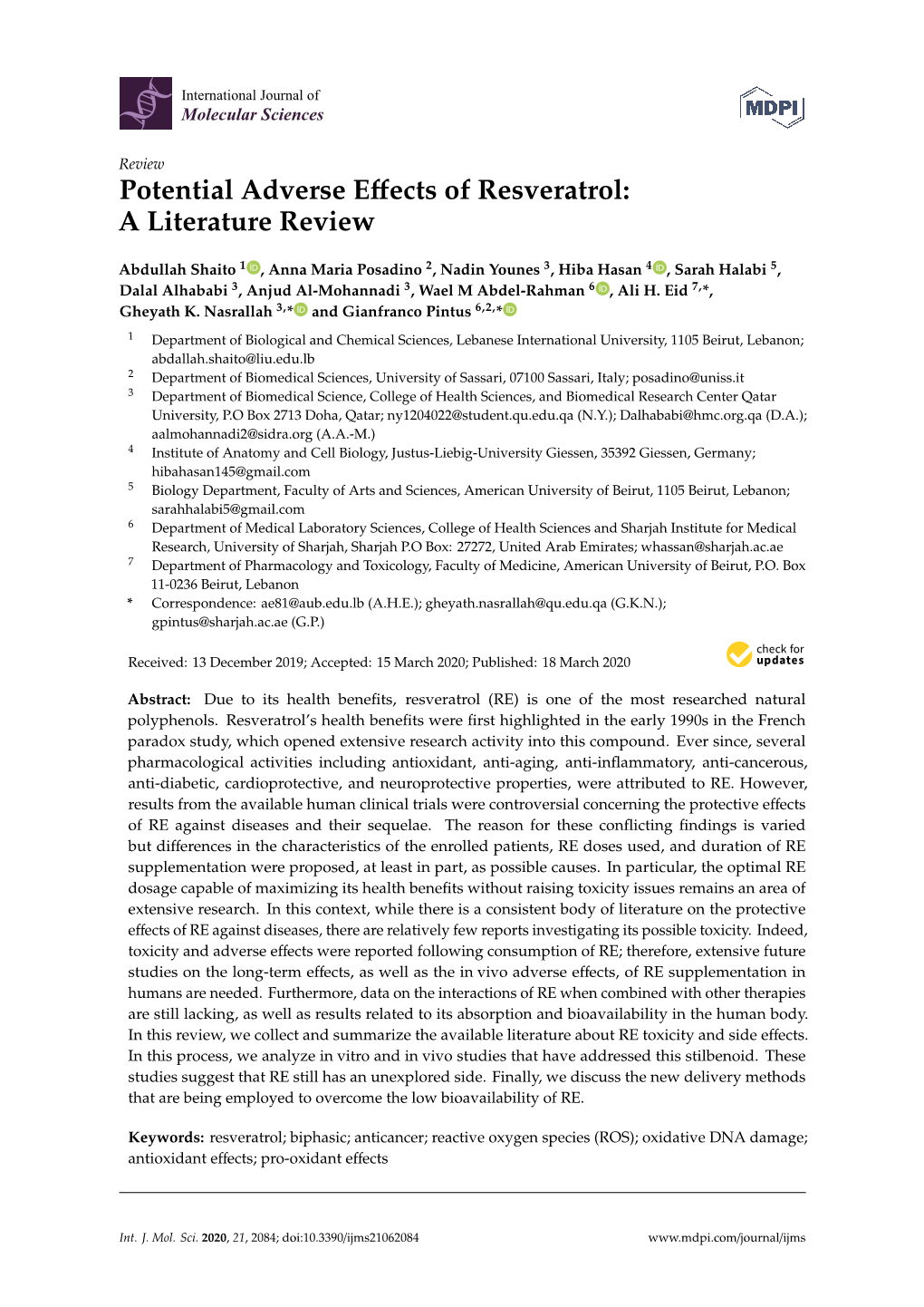 Potential Adverse Effects of Resveratrol: a Literature Review