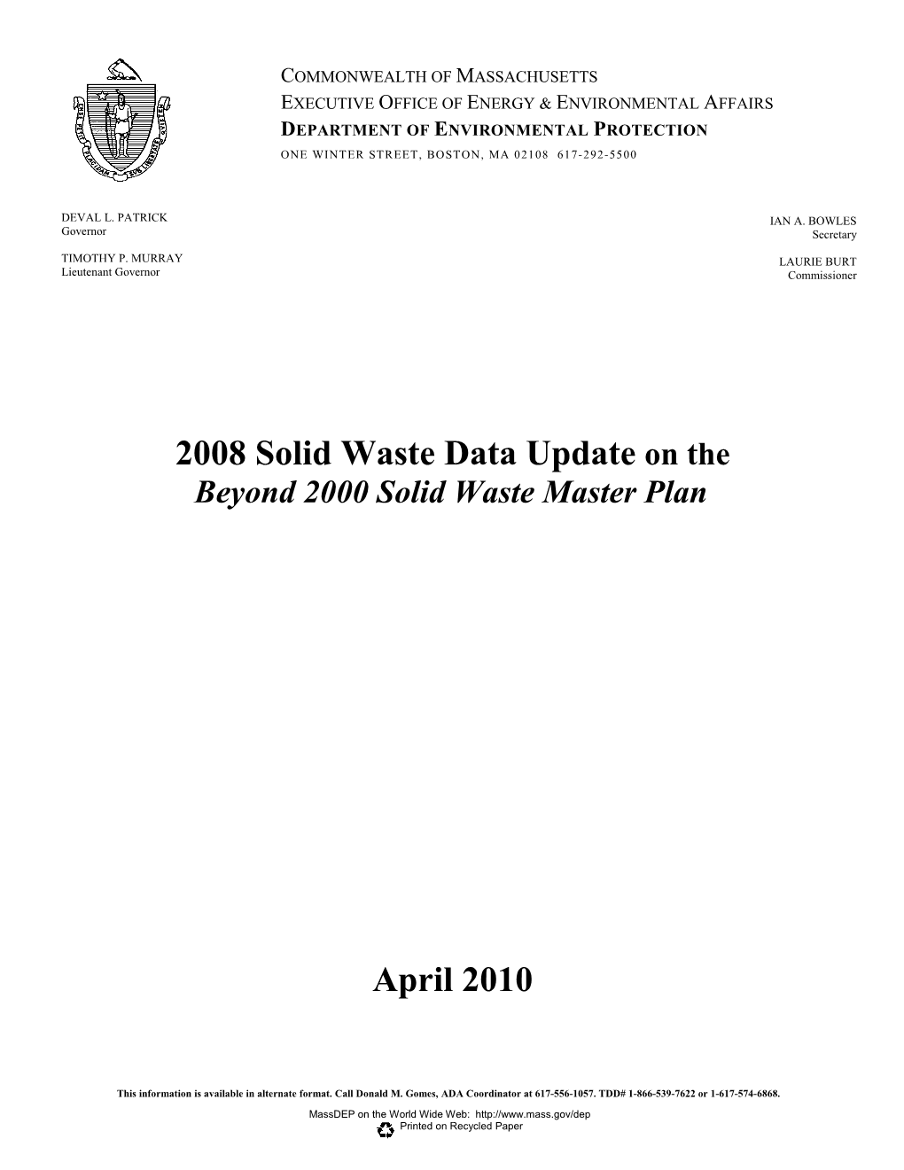 2006 Solid Waste Data Update on The