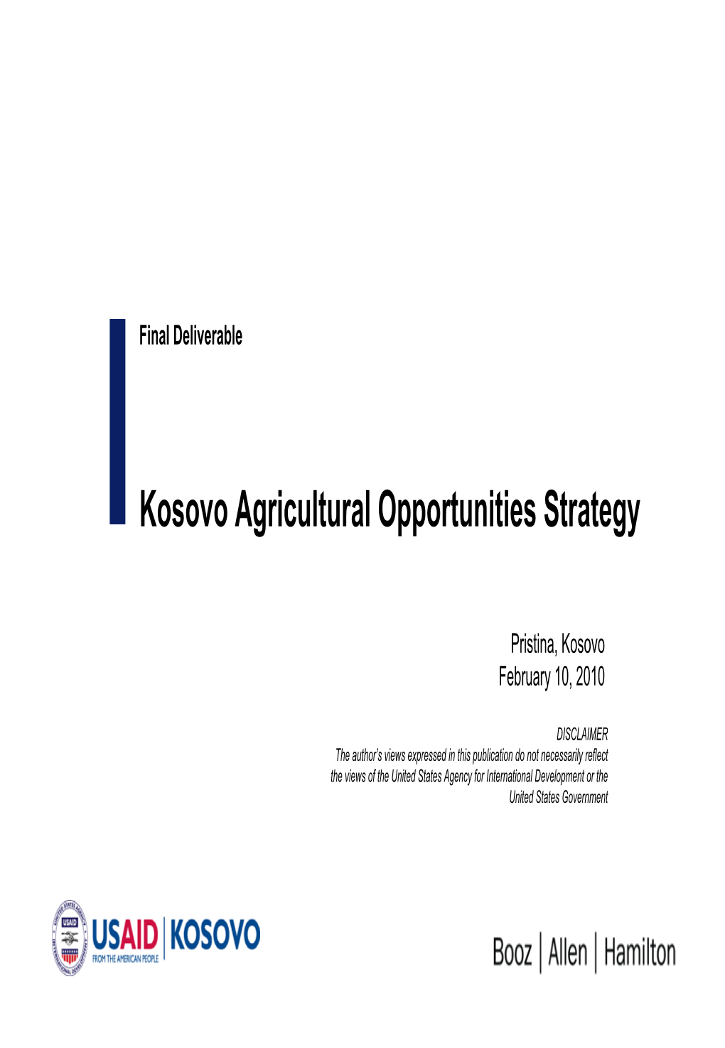Agricultural Kosovo Strategy Report