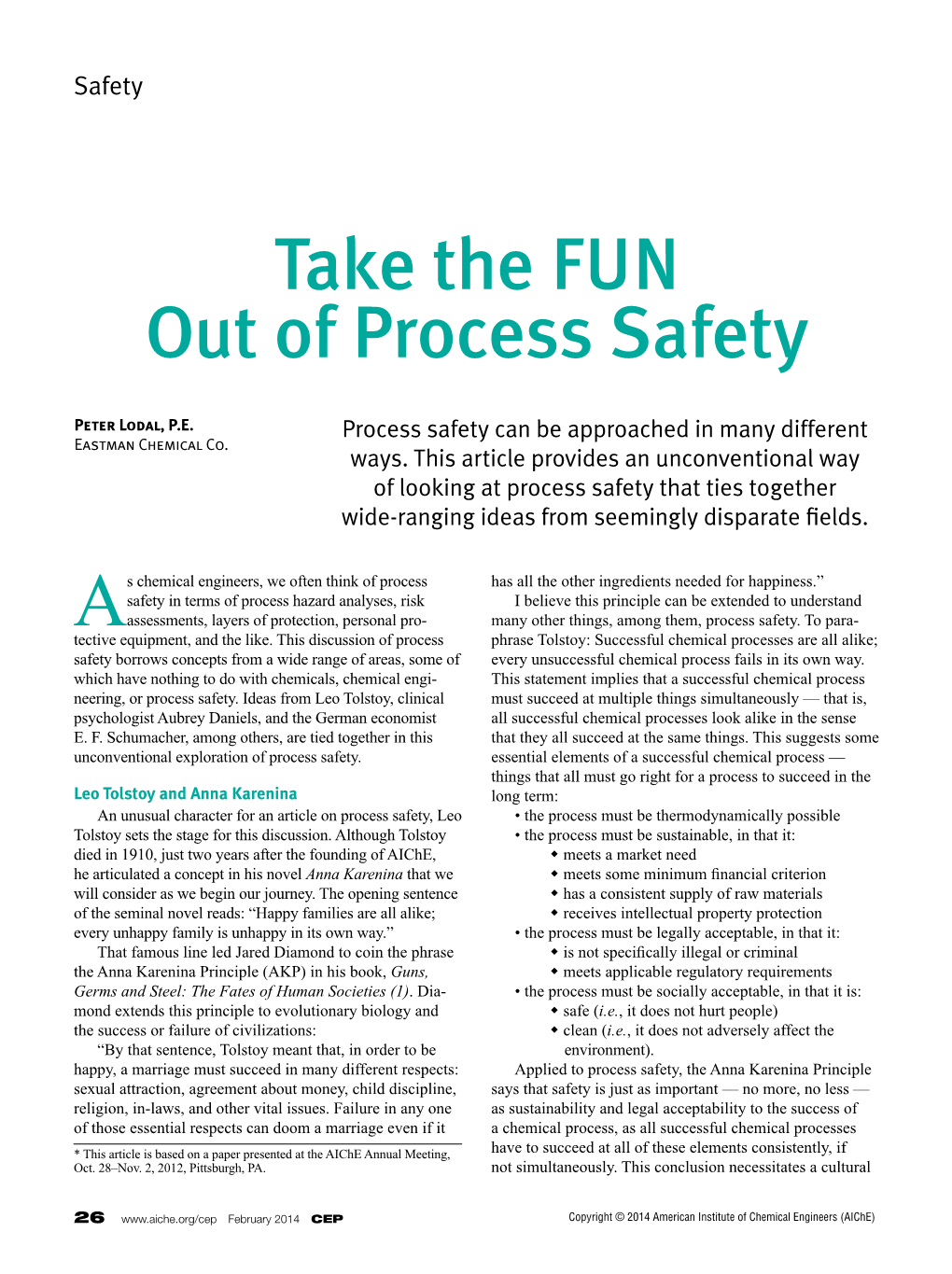 Take the FUN out of Process Safety
