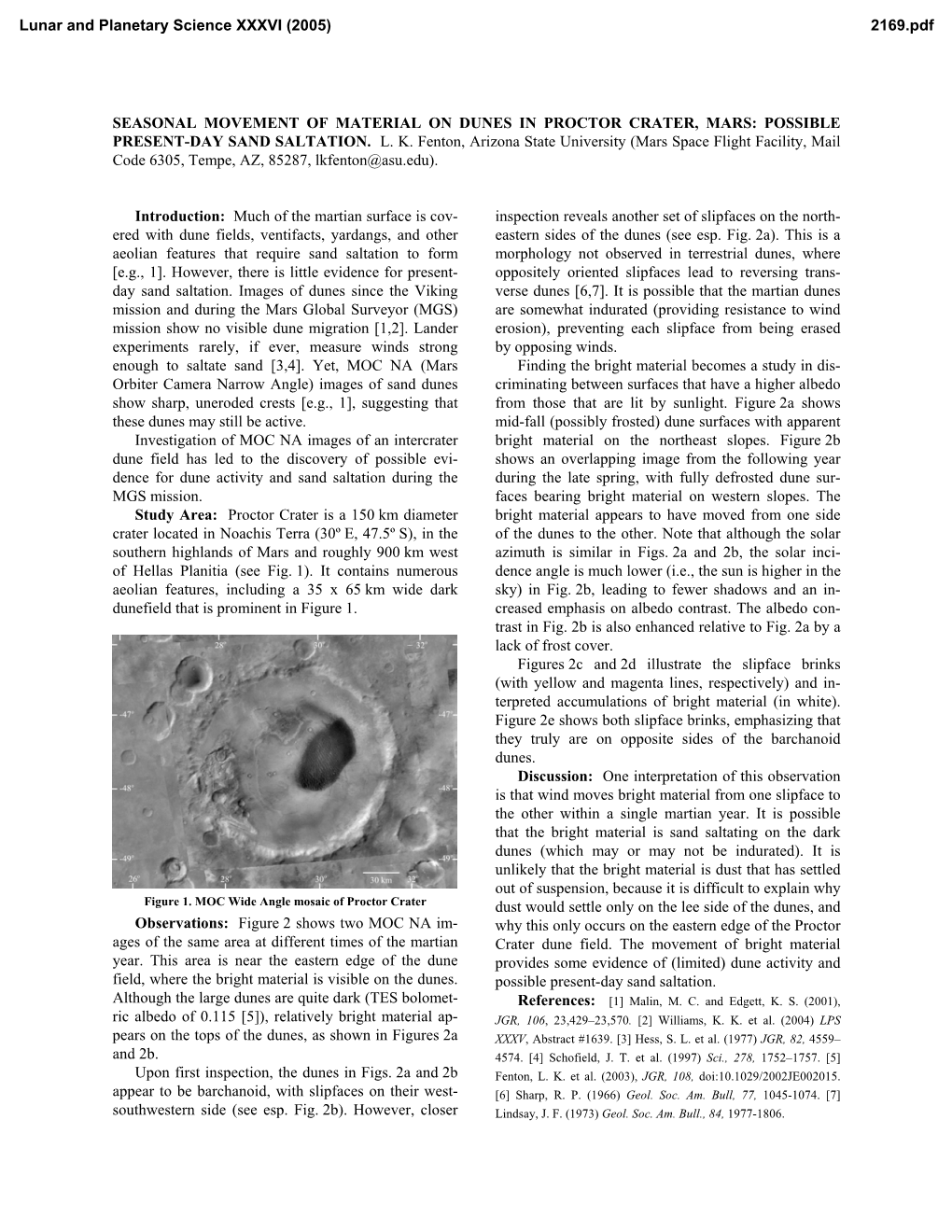 Seasonal Movement of Material on Dunes in Proctor Crater, Mars: Possible Present-Day Sand Saltation