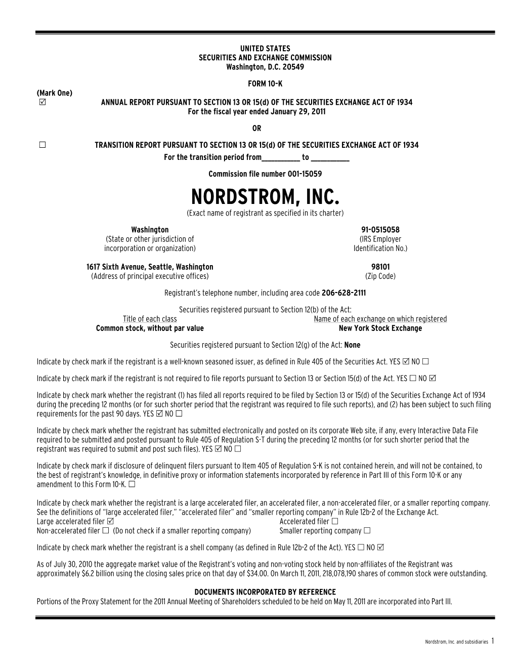 NORDSTROM, INC. (Exact Name of Registrant As Specified in Its Charter)