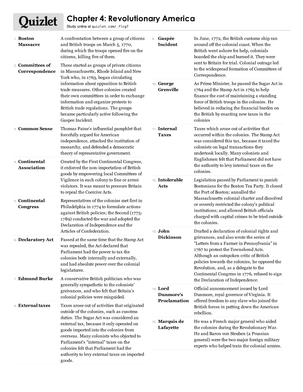 Print › Chapter 4: Revolutionary America | Quizlet