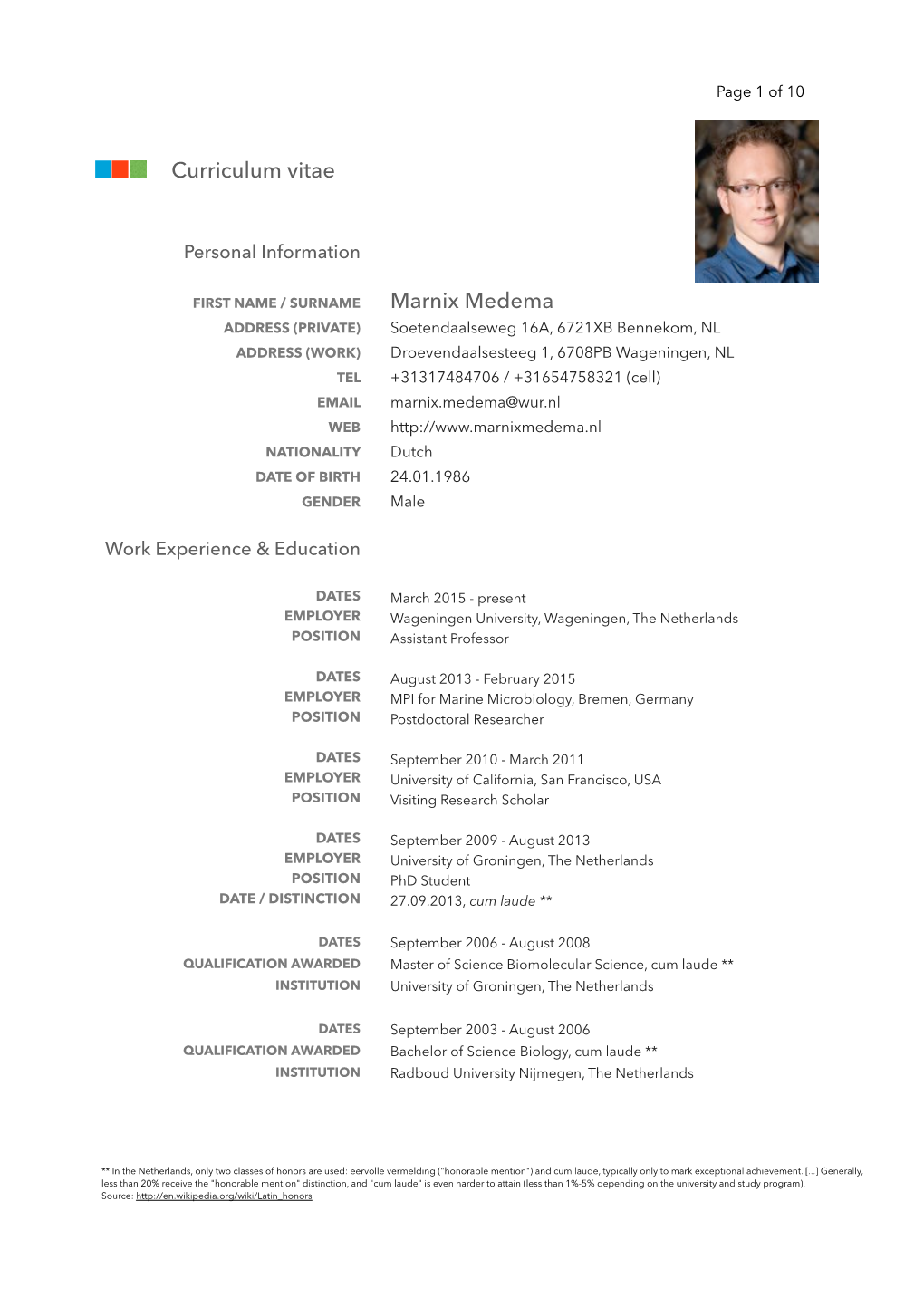 Marnix Medema Curriculum Vitae