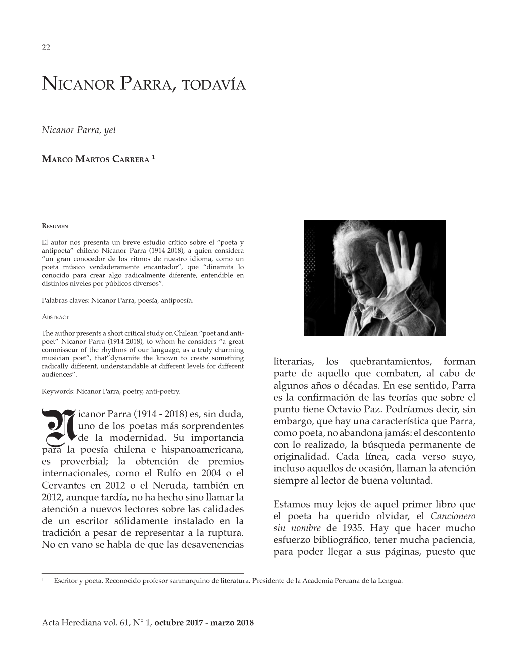 Nicanor Parra, Todavía