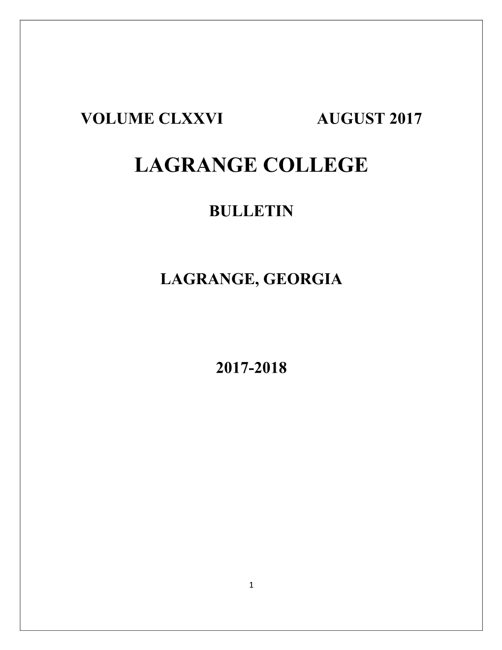 2017-2018 Lagrange College Bulletin