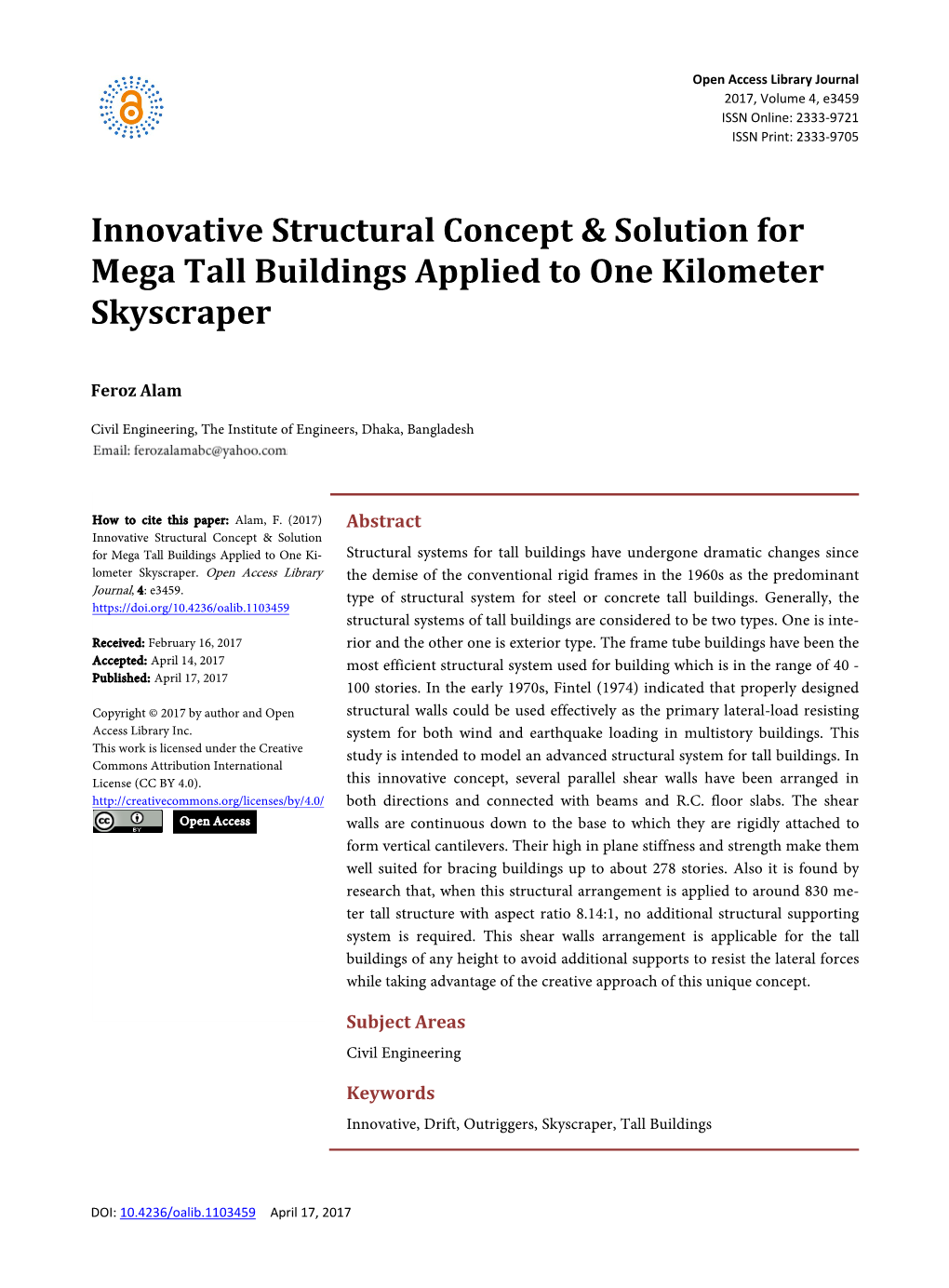 Innovative Structural Concept & Solution for Mega Tall Buildings