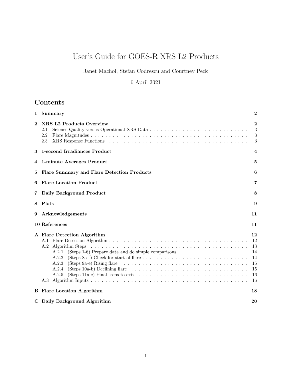 User's Guide for GOES-R XRS L2 Products