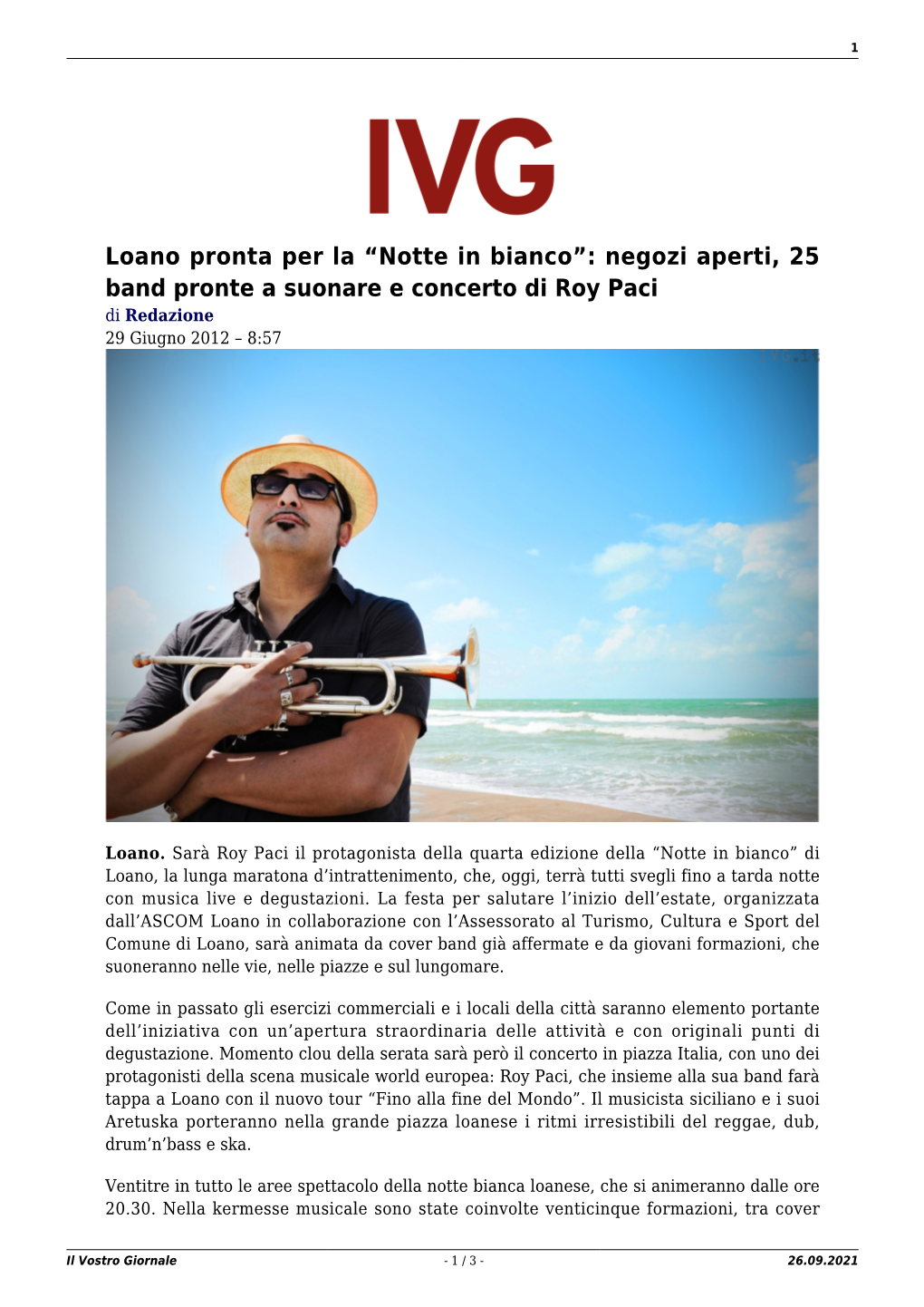 Il Vostro Giornale - 1 / 3 - 26.09.2021 2