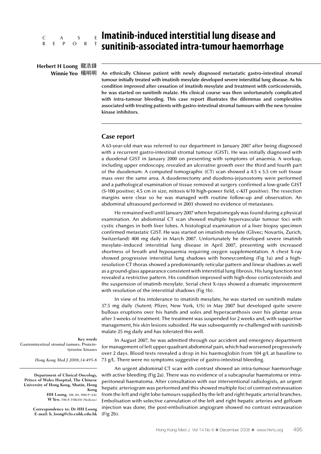 Imatinib-Induced Interstitial Lung Disease and Sunitinib-Associated