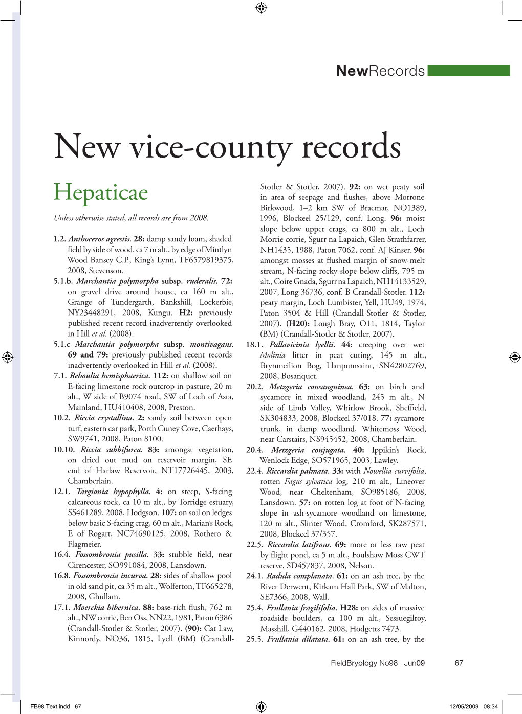 New Vice-County Records