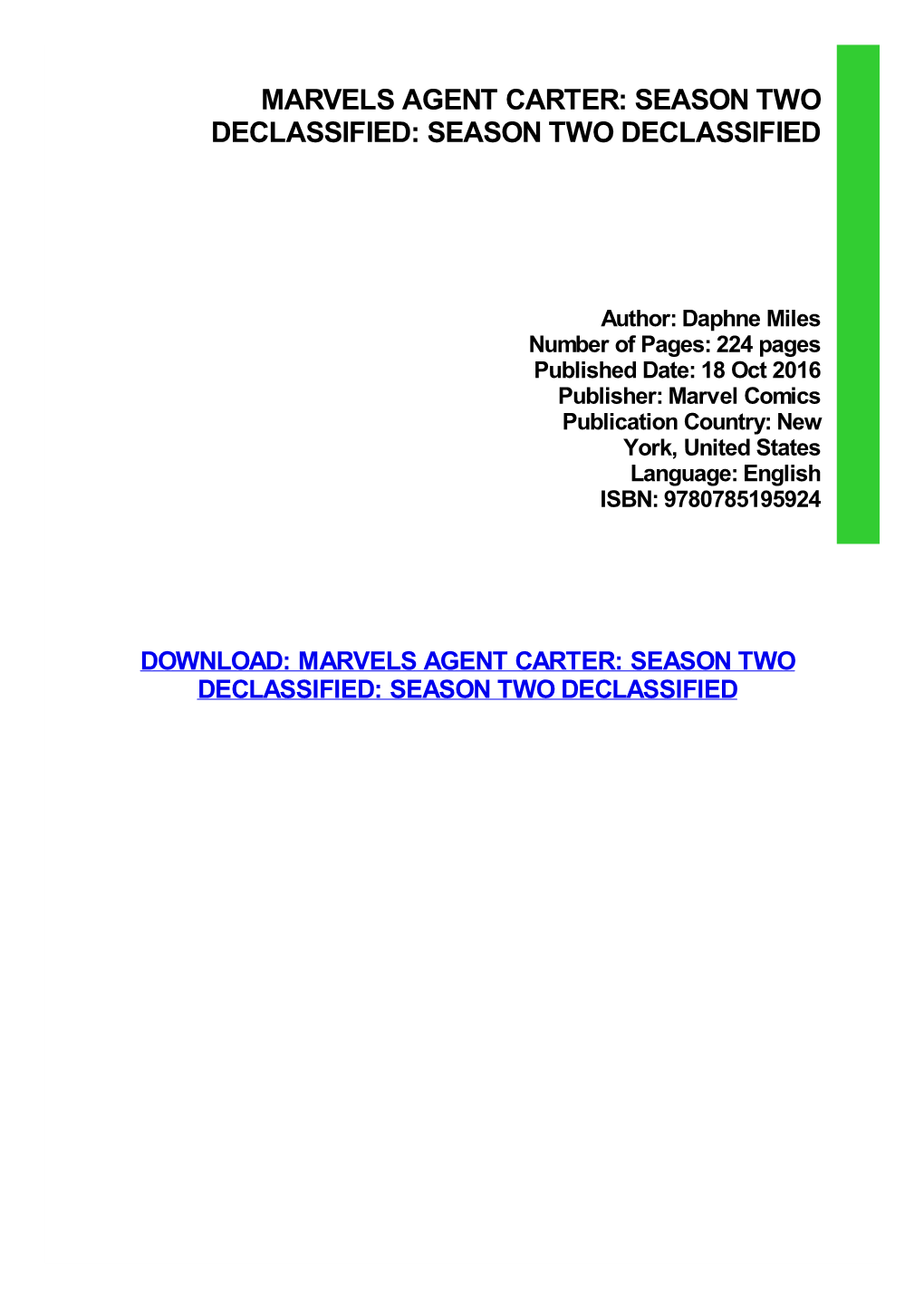 {Dоwnlоаd/Rеаd PDF Bооk} Marvels Agent Carter: Season Two