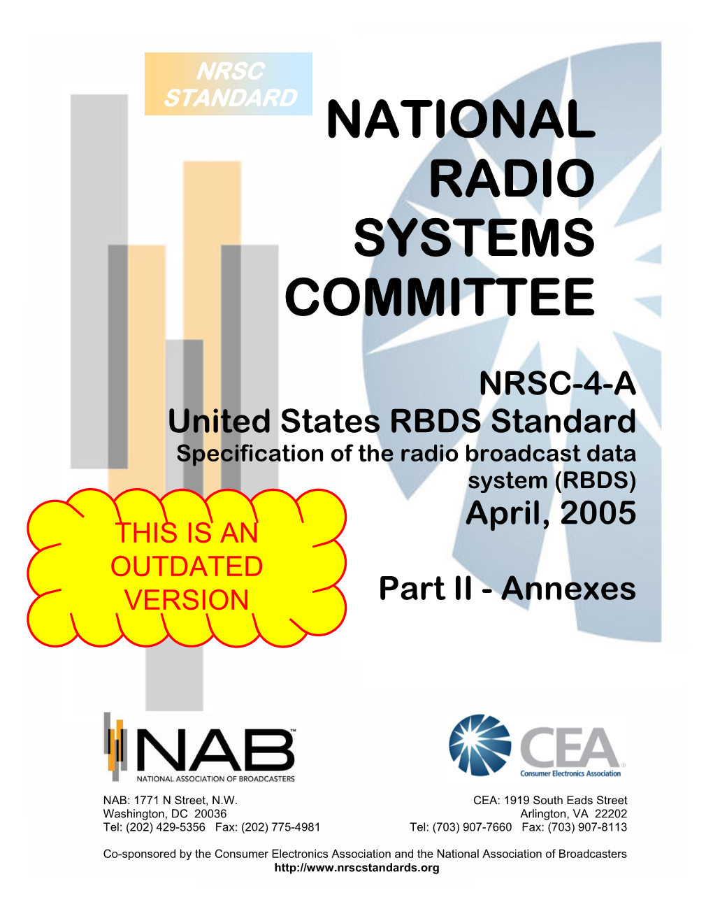 United States RBDS Standard Specification of the Radio Broadcast Data System (RBDS) April, 2005