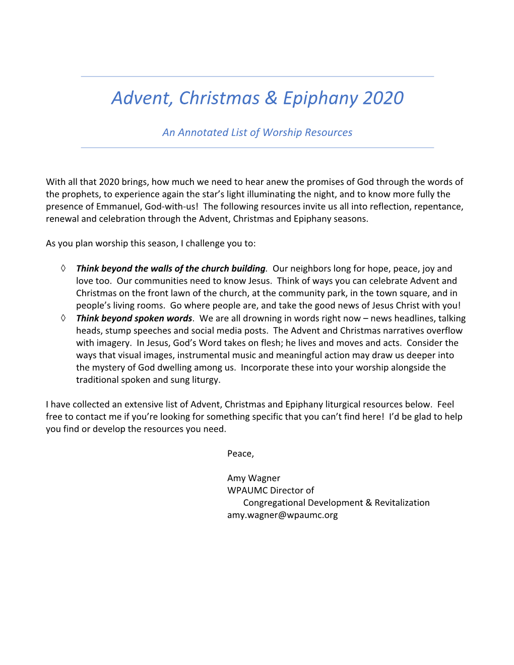 2020 Advent & Christmas Worship Guide