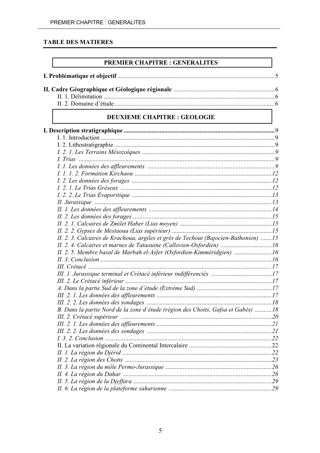 Premier Chapitre : Generalites