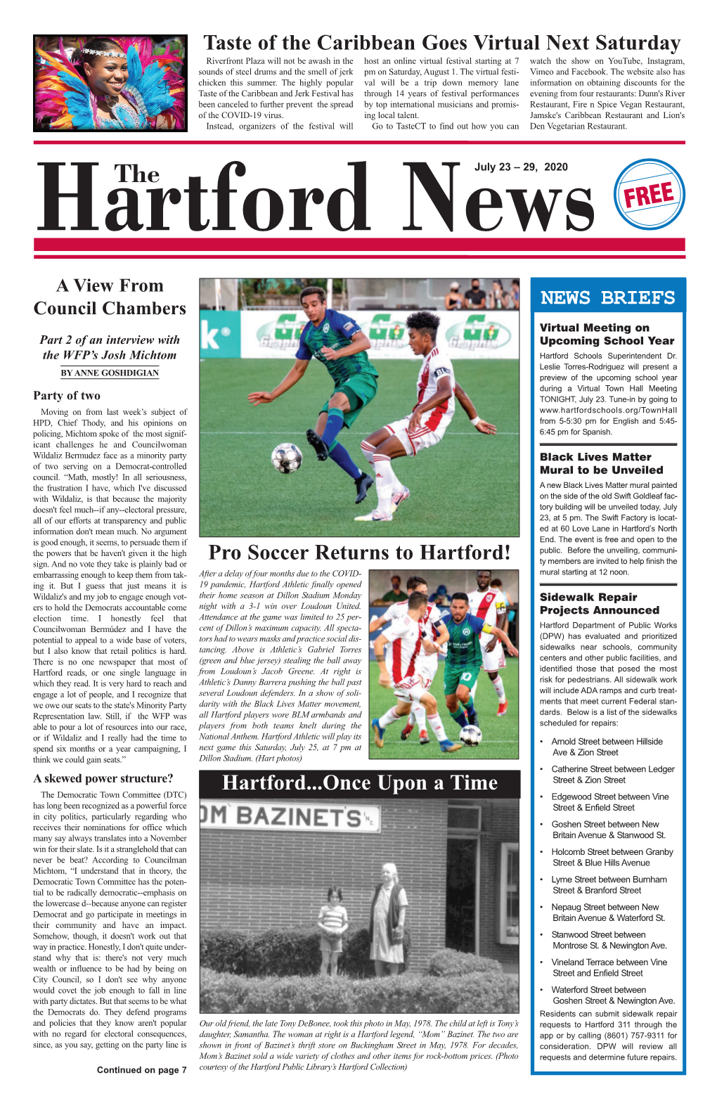 Hartford...Once Upon a Time NEWS BRIEFS Pro Soccer Returns To