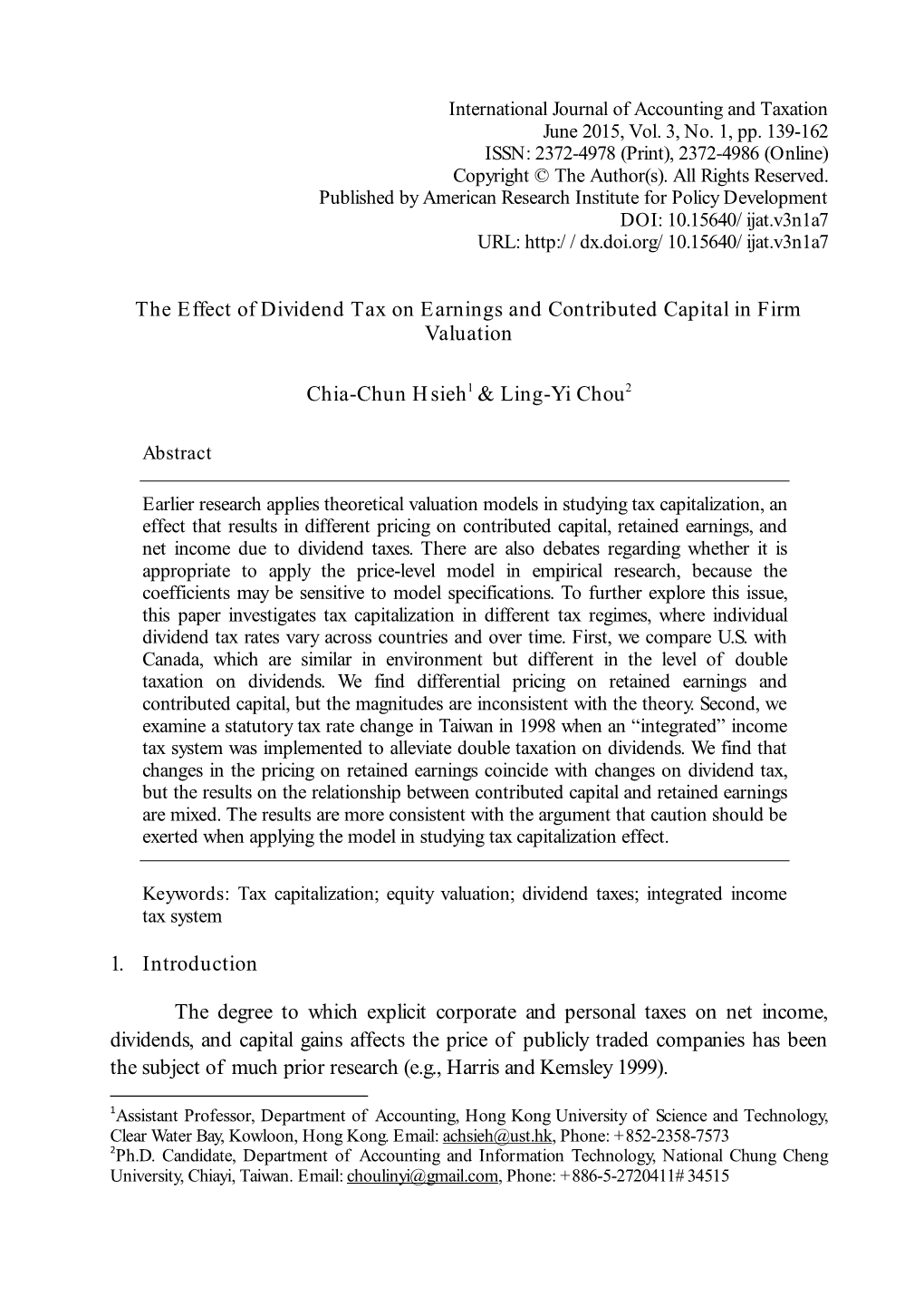 The Effect of Dividend Tax on Earnings and Contributed Capital in Firm Valuation