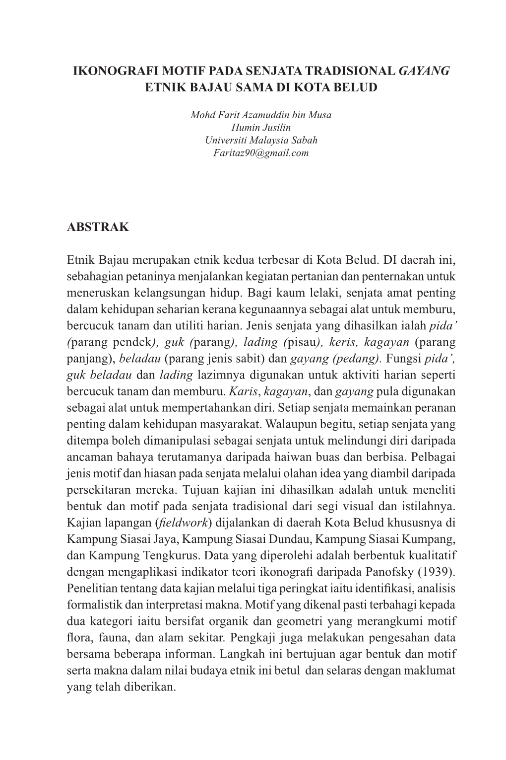 ABSTRAK Etnik Bajau Merupakan Etnik Kedua Terbesar Di Kota Belud