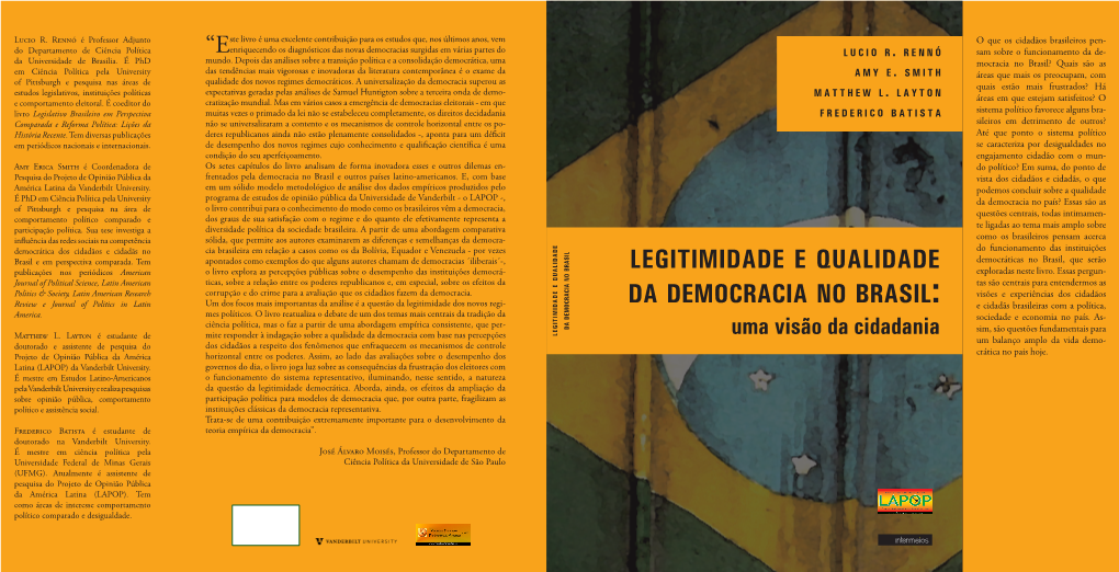 Legitimidade E Qualidade Da Democracia No Brasil: Uma Visão Da Cidadania