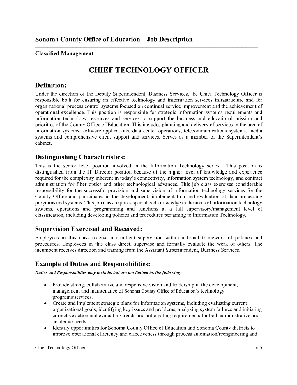 Chief Technology Officer