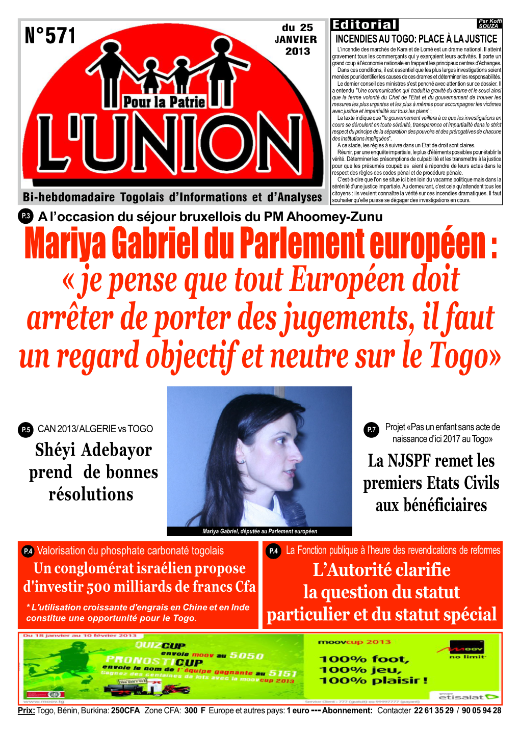 Mariya Gabriel Du Parlement Européen : « Je Pense Que Tout Européen Doit Arrêter De Porter Des Jugements, Il Faut Un Regard Objectif Et Neutre Sur Le Togo»