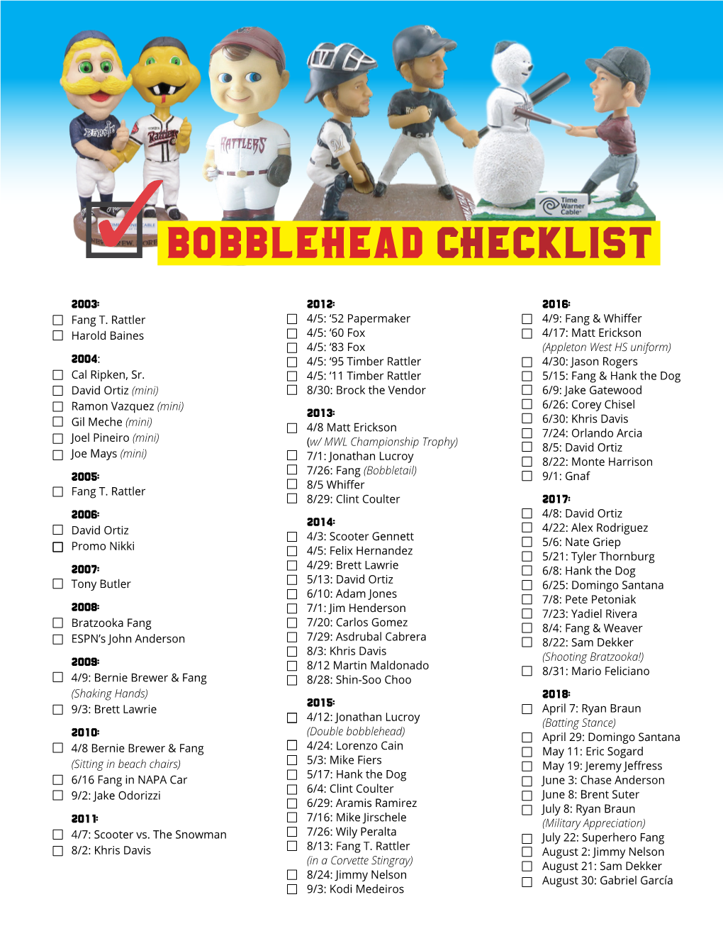 Bobblehead Checklist