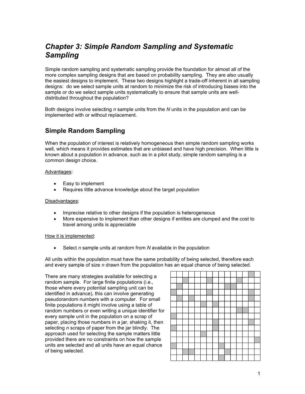 Chapter 3: Simple Random Sampling and Systematic Sampling