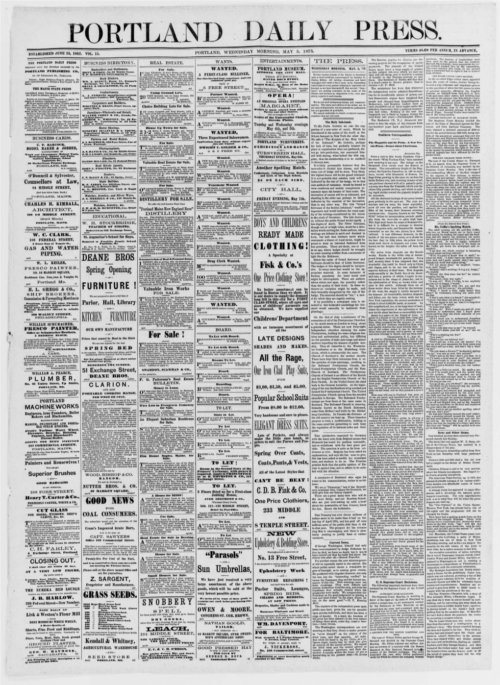 Portland Daily Press: May 5, 1875