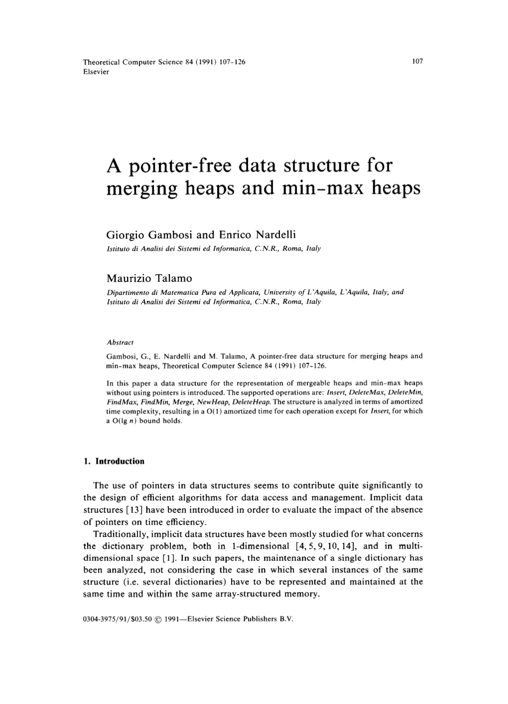 A Pointer-Free Data Structure for Merging Heaps and Min-Max Heaps