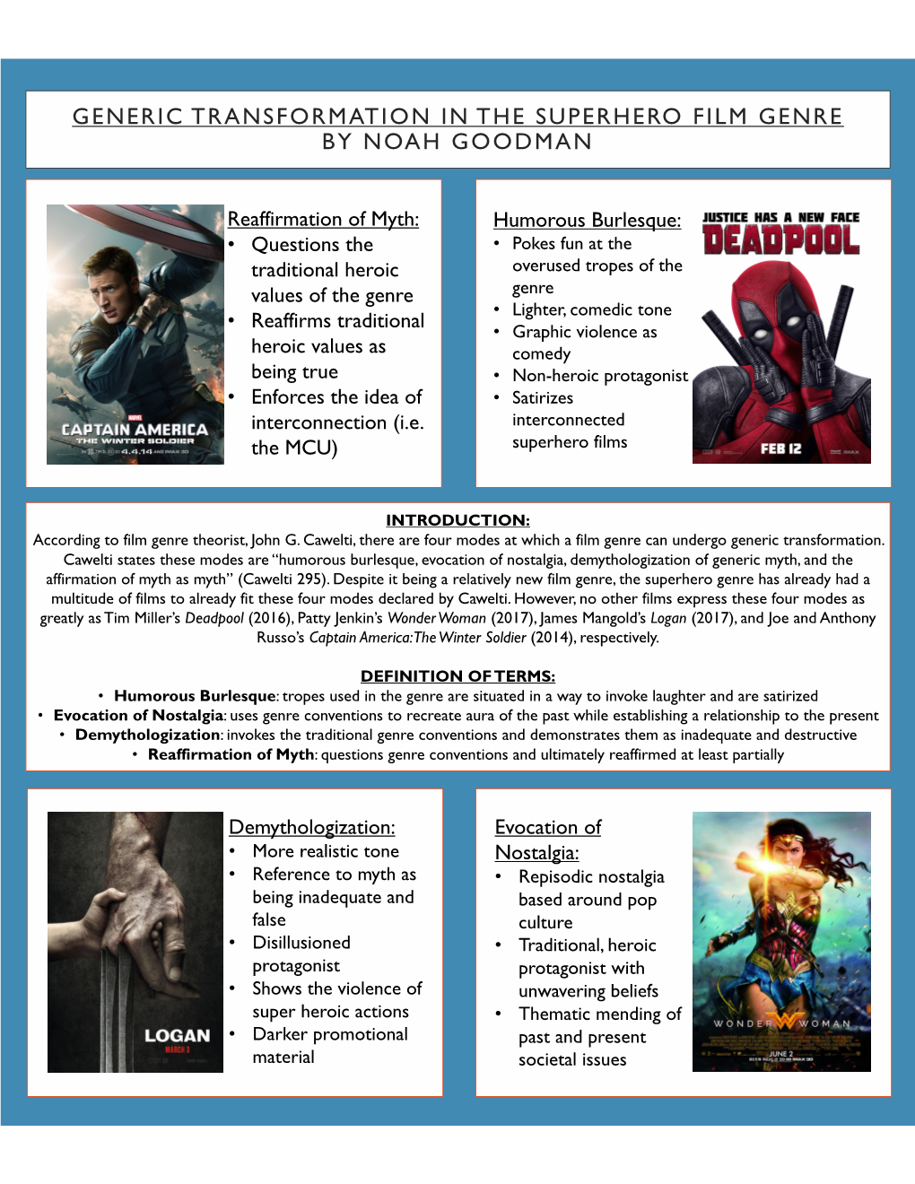 Generic Transformation in the Superhero Film Genre by Noah Goodman