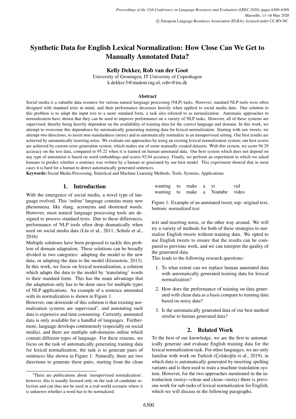 Synthetic Data for English Lexical Normalization: How Close Can We Get to Manually Annotated Data?