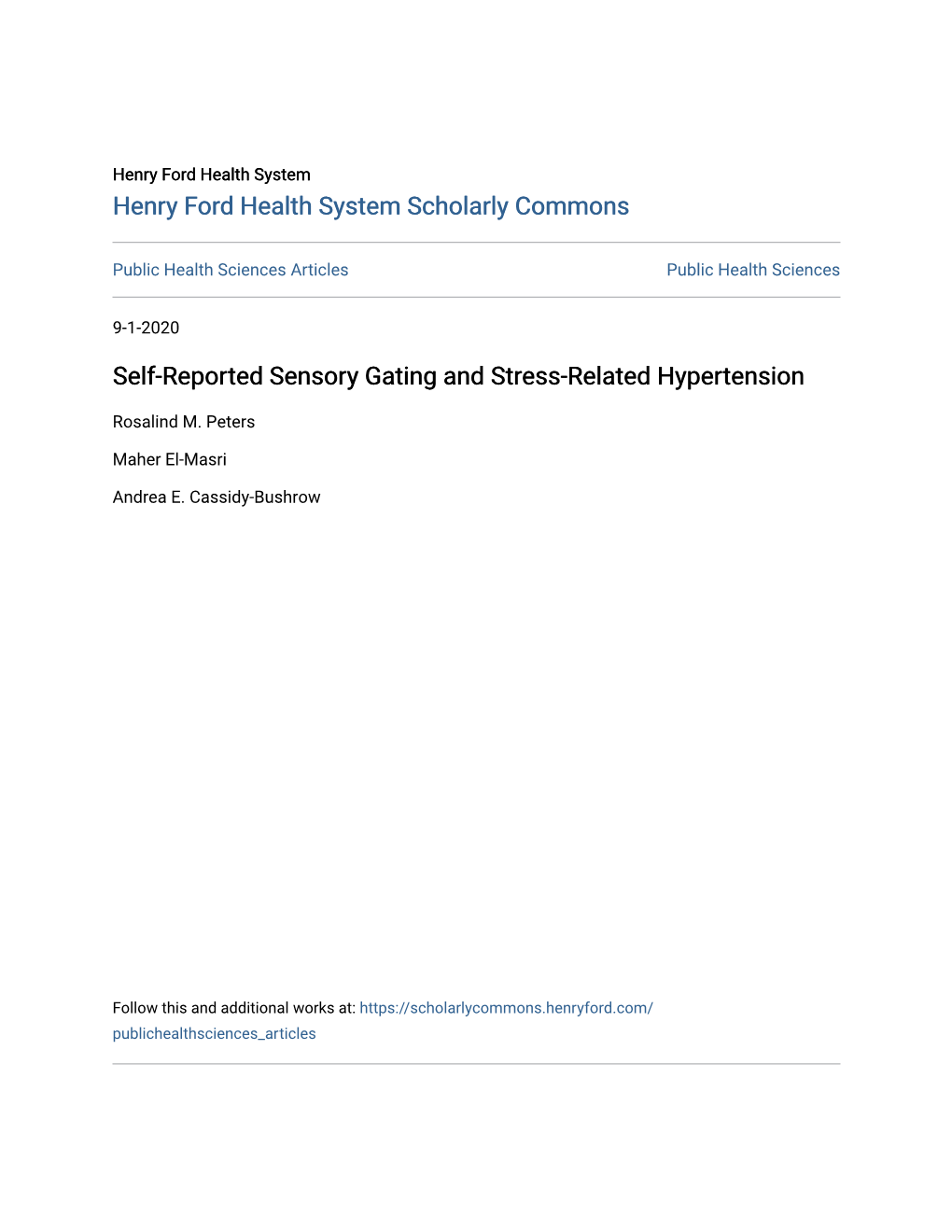 Self-Reported Sensory Gating and Stress-Related Hypertension