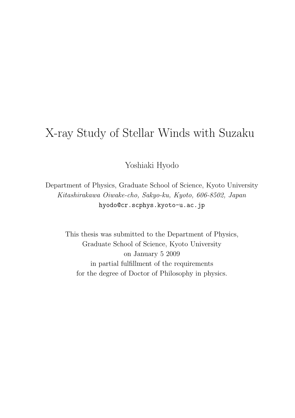 X-Ray Study of Stellar Winds with Suzaku