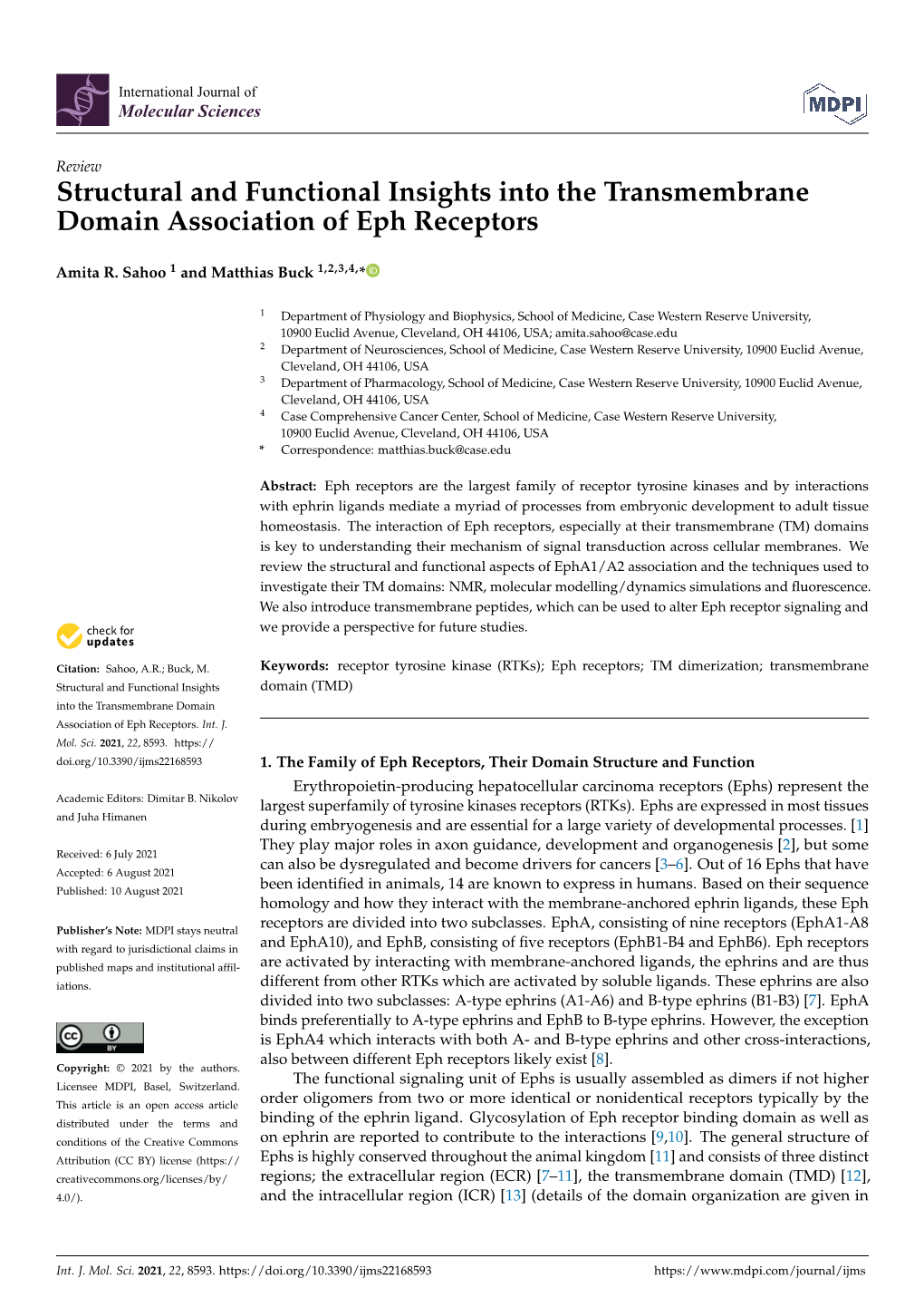 Structural and Functional Insights Into the Transmembrane Domain Association of Eph Receptors