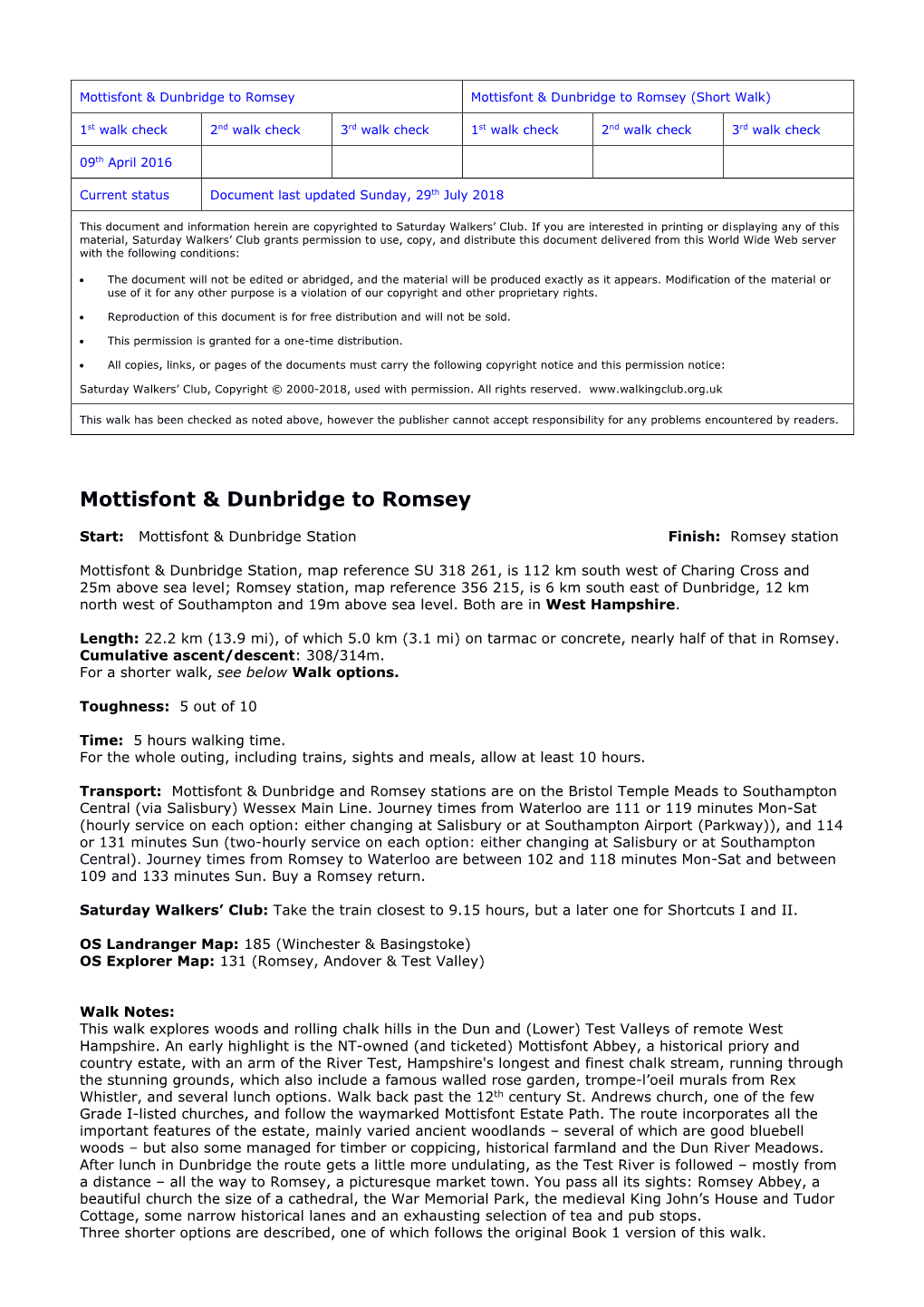 Mottisfont & Dunbridge to Romsey