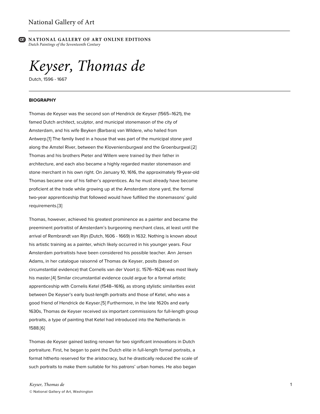 Keyser, Thomas De Dutch, 1596 - 1667