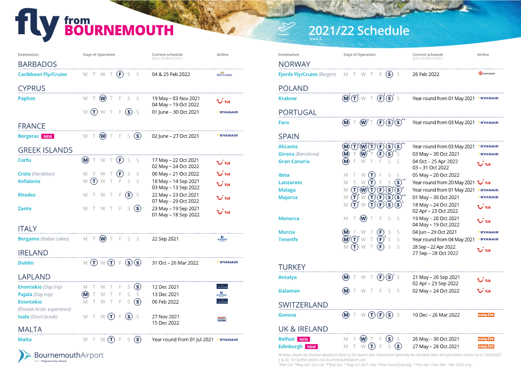 NORWICHBOURNEMOUTH 2021/22 Destinationschedule Guide Issue 2