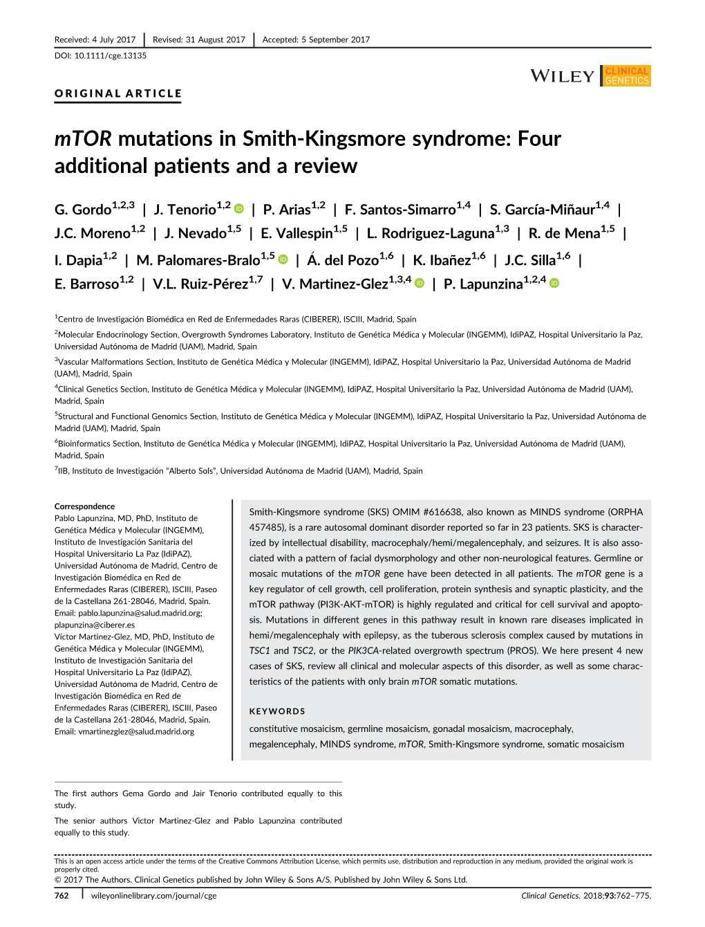 Mtor Mutations in Smith-Kingsmore Syndrome: Four Additional Patients and a Review