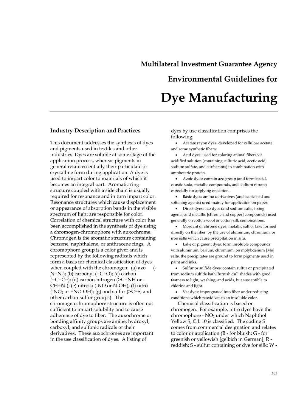 Dye Manufacturing