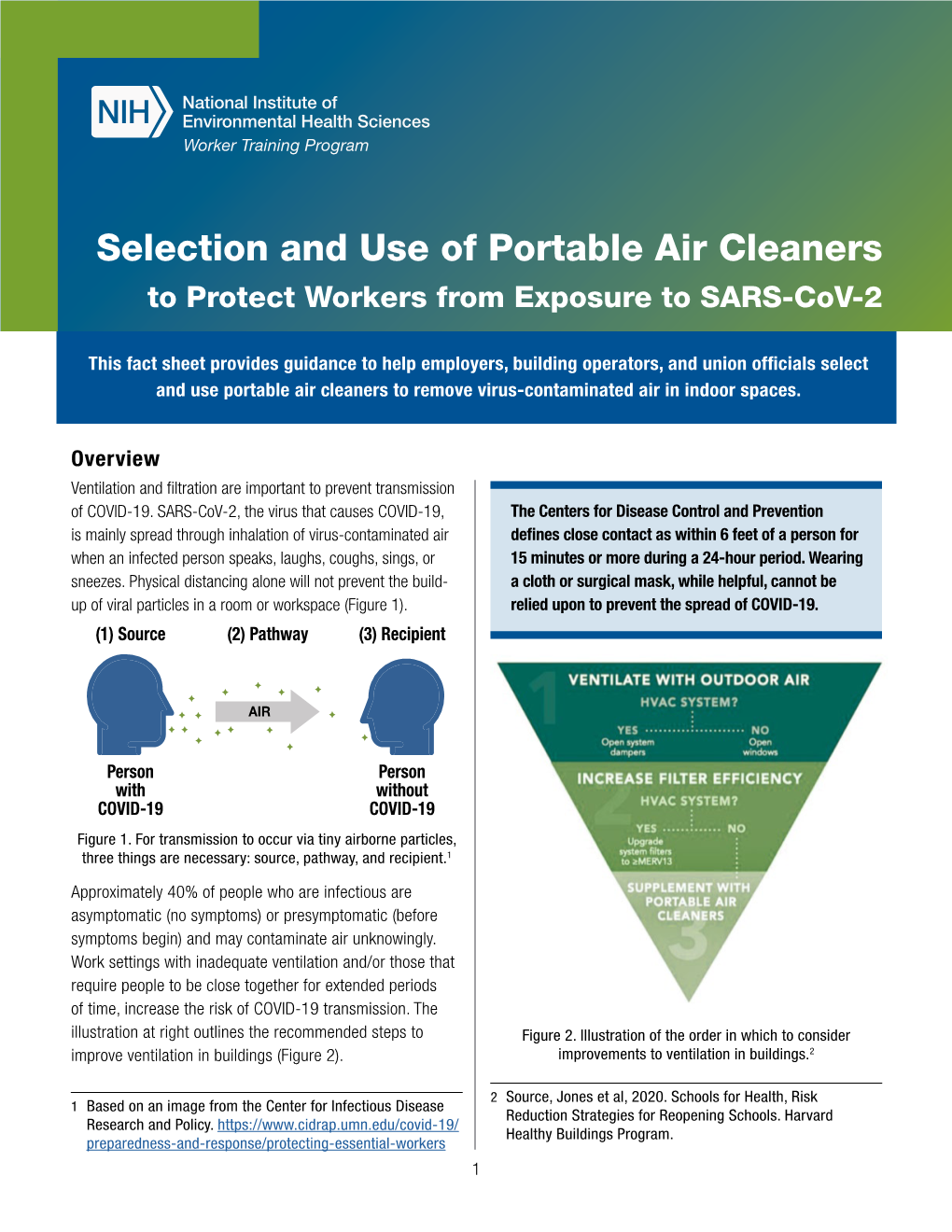 Selection and Use of Portable Air Cleaners to Protect Workers from Exposure to SARS-Cov-2