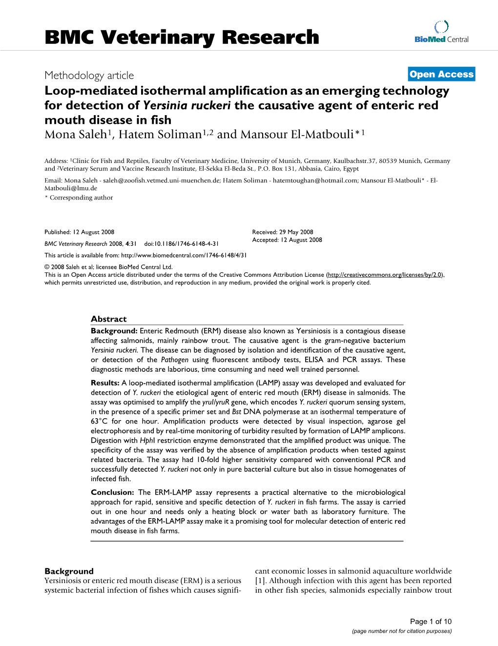 BMC Veterinary Research Biomed Central