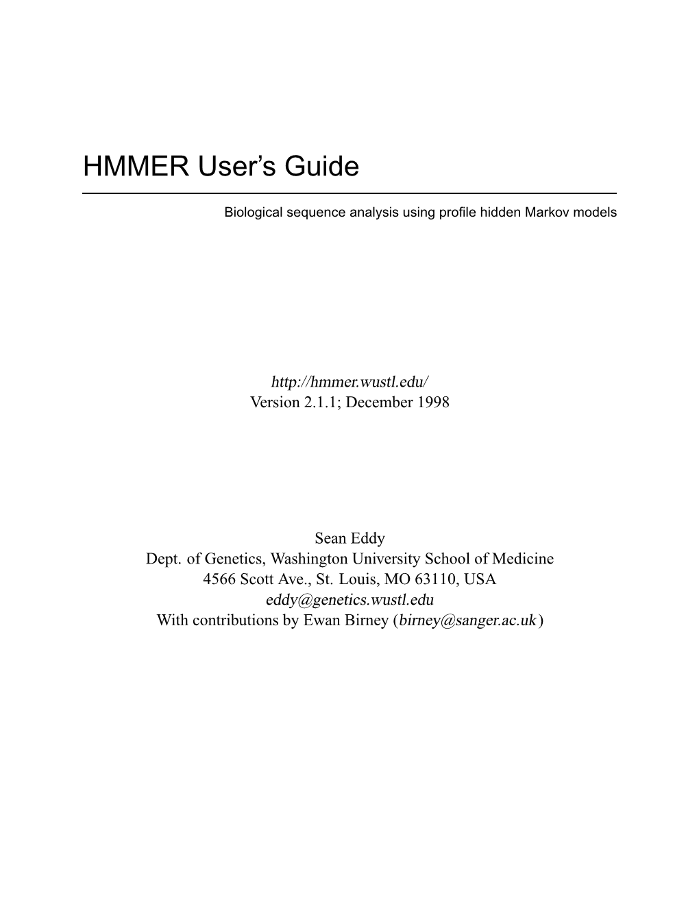 HMMER User's Guide