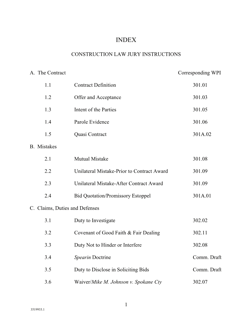 Construction Law Jury Instructions