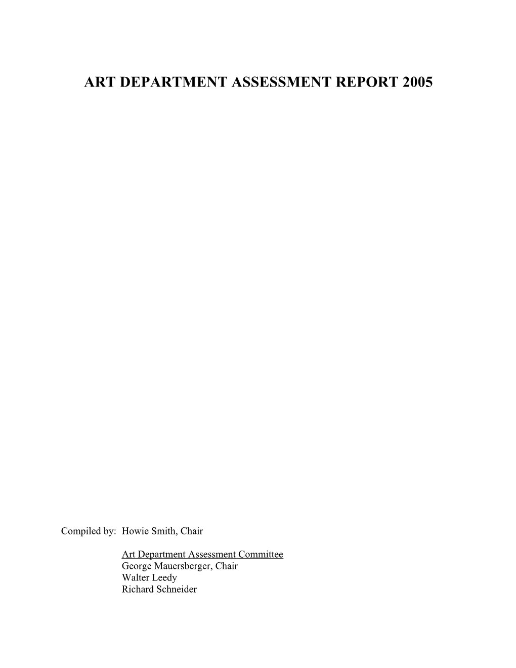 Art Department Assessment Report 2005 s1